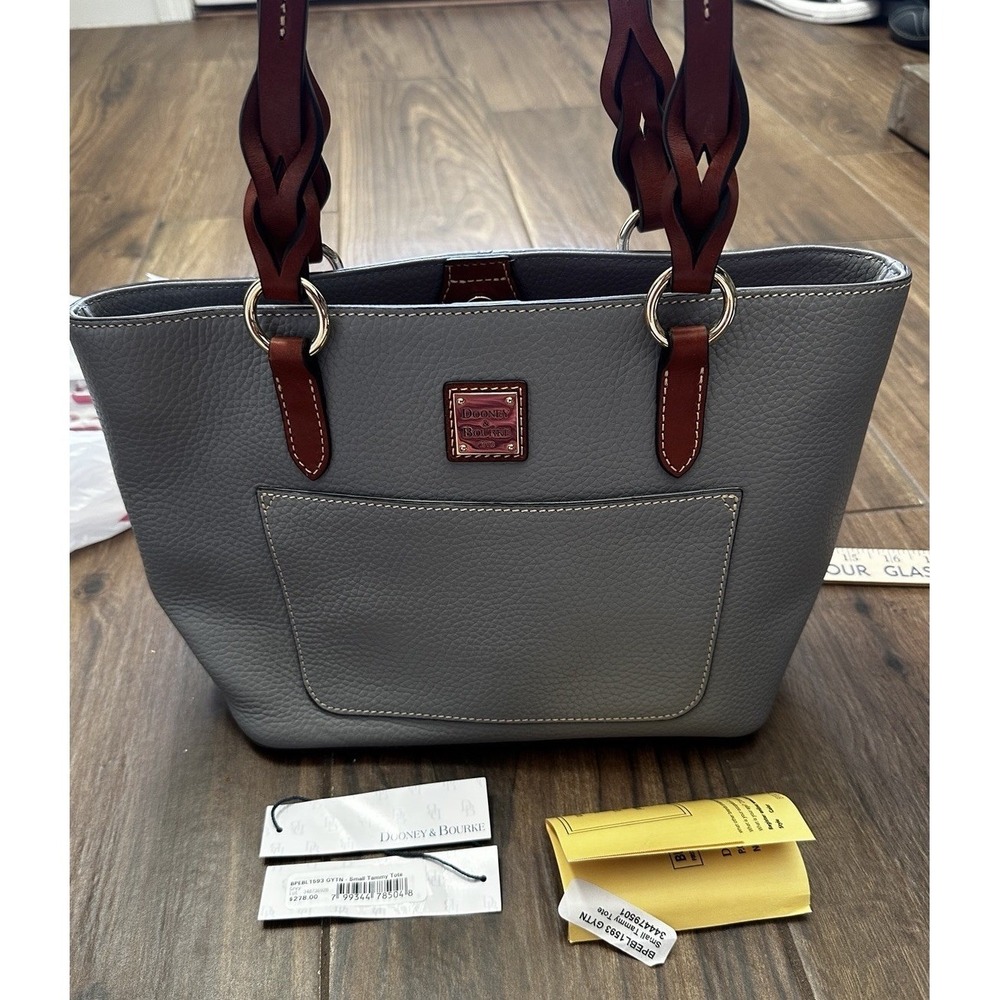 Dooney & Bourke Small Tammy Tote Elephant Gray Pebbled Leather Bag BPEBL1593